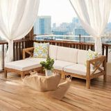 Zerka Concept Widecross Masif Kestane Ahşap Bahçe Balkon Köşe Takımı Sehpasız Meşe