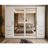 ZerkaConcept Alya Tamamı Mdf Sürgü Kapaklı Dolap Gardırop Beyaz 208 Cm - Montaj Dahil