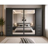 ZerkaConcept Alya Tamamı Mdf Sürgü Kapaklı Dolap Gardırop Füme 240 Cm - Montaj Dahil Antrasit