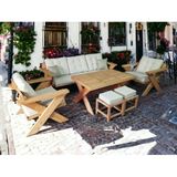 Zerkaconcept Berlin Masif Ahşap Koltuk Kestane Ağacı 3+1+1+Masa+Puf Takımı K