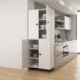 ZerkaConcept Bern %100 Mdf 6 Raflı Çok Amaçlı Mutfak Banyo Ayakkabılık Dolabı 50 Cm Beyaz