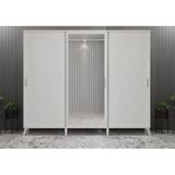 ZerkaConcept Beyzade Sürgülü Portmanto Vestiyer Beyaz 208 Cm