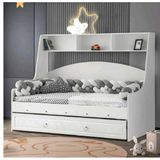 Zerkaconcept Bilge Tamamı Mdf Kitaplıklı Yavrulu Çelik Destekli Karyola Ranza Beyaz M1 90 X 190 Cm