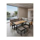 zerkaconcept Dolce Metal Bahçe Balkon Teras Köşe Masa ve Puf Takımı