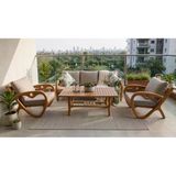 Zerkaconcept Gardenlove Bahçe Balkon Koltuk Masif Ahşap Kestane Ağacı 3+1+1 Koltuk Masa Takımı Bej