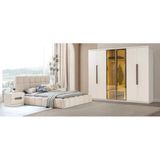 Zerkaconcept Hale Mdf Membran 6 Kapaklı Reflekte Camlı Gardırop Ve Yatak Odası Takımı Beyaz