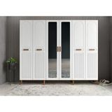 Zerkaconcept Letto Membran 6 Kapaklı Portmanto Montaj Dahil Ceviz Beyaz 240 Cm