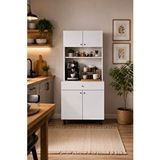 ZerkaConcept Lorien 80 Cm Kahve Köşesi Çok Amaçlı Dolap Kiler Mutfak Dolabı Beyaz