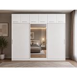 ZerkaConcept Luma Tamamı Mdf Sürgü Kapaklı Dolap Gardırop Yüklüklü Beyaz 180 Cm - Montaj Dahil