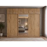ZerkaConcept Luma Tamamı Mdf Sürgü Kapaklı Dolap Gardırop Yüklüklü Çam 180 Cm - Montaj Dahil