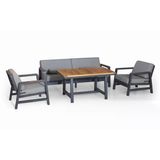 Zerkaconcept Madera Alüminyum Bahçe Balkon Oturma Grubu 3+1+1+Masa Gri