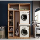 Zerkaconcept Megan Çamaşır Ve Kurutma Makinesi Dolabı Banyo Dolabı Çam Beyaz Çam - Beyaz