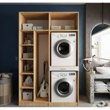 Zerkaconcept Megan Çamaşır Ve Kurutma Makinesi Dolabı Banyo Dolabı Meşe Beyaz Meşe Beyaz