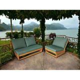 Zerkaconcept Nepal Bahçe Balkon Masif Kayın Ahşap Koltuk - 2+1 Haki Yeşil