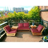Zerkaconcept Nepal Bahçe Balkon Masif Kayın Ahşap Koltuk Takımı - 2+1+1 Bordo