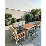 ZerkaConcept Olivia Metal Bahçe Balkon Teras Koltuk Takımı 3+1+1+masa+2 Adet Puf Krem