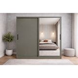 ZerkaConcept Osvin Tamamı Mdf Sürgü Kapaklı Dolap Gardırop Füme 140 Cm - Montaj Dahil Antrasit