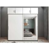 ZerkaConcept Porta Sürgü Kapaklı Dolap Gardırop Yüklüklü Füme Beyaz 140 Cm - Montaj Dahil