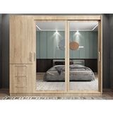 ZerkaConcept Riva Sürgü Kapaklı Dolap Gardırop Meşe 205cm - Montaj Dahil
