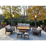 ZerkaConcept Rose Masif Ahşap Ve Metal Bahçe Balkon Koltuk Takımı 3+1+1+masa+2 Puf Naturel