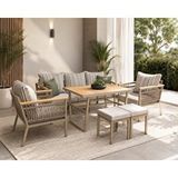 ZerkaConcept Sille Metal Bahçe Balkon Teras Koltuk Takımı 3+1+1+ Masa +2 Adet Puf Çok Renkli