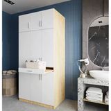 Zerkaconcept Vita Çamaşır Ve Kurutma Makinesi Dolabı Banyo Dolabı Meşe Beyaz Beyaz - Meşe
