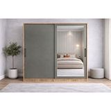 ZerkaConcept Zen Sürgü Kapaklı Dolap Gardırop Çam Füme 140cm Montaj Dahil