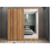 ZerkaConcept Zen Sürgü Kapaklı Dolap Gardırop Ceviz 160 Cm Montaj Dahil