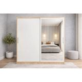 Zerkaconcept Zen Sürgü Kapaklı Dolap Gardırop Meşe Beyaz 160Cm