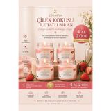 Zerneva Çilek Kokulu Mum 4'lü Set / Hediyelik, El Yapımı, Özel Gün, 330CC Cam Kavanoz, Dekoratif - Pembe - 4 Adet