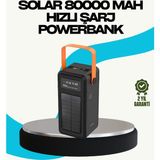 Zero Land Drnds 80000 Mah Güneş Enerjili Powerbank 4 Kablolu Type C Lightning Micro USB - Metal