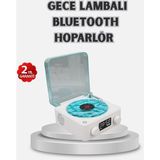 Zero Land Hnrlishp 3-Ü-1 Gece Işığı Bluetooth Hoparlör Dijital Saat Vintage Plak Çalar Tasarımlı - Şeffaf