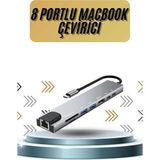 Zero Land Hnrlishp 8 Portlu Macbook Çevirici Type C Hub Sd Tf USB Çoğcı Ethernet