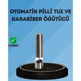 Zero Land Hnrlishp Pilli Tuz ve Karabiber Öğütücü Baharat Değirmeni Tuzluk Pilli Işıklı Gri - Çelik