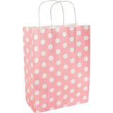 Zero Land Kmrsfres 8X18X24 cm Benekli Büküm Saplı Kağıt Poşet 1 Adet Pembe - TEK