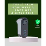 Zero Land Lvsqvr Termal Akım Korumalı 3 Usb'li Güvenli Priz – Akıllı Akım Dengeleme - Çok Renkli