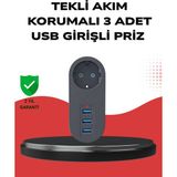 Zero Land Mtxdpn Isıya Dalı 3 USB Portlu Güvenlikli Priz – Akıllı Enerji Yönetimi - Çok Renkli