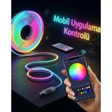 Zero Land Muratech Akıllı Rgb LED Neon Şerit Işık 3m USB Bağlantılı Uzaktan Kumanda ve Mobil Uygulama - 6 cm