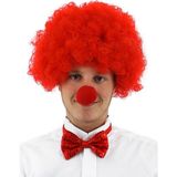 Zero Land Muratech Kırmızı Renk Kıvırcık Afro Bonus Peruk Takma Saç ve Kırmızı Burun Seti
