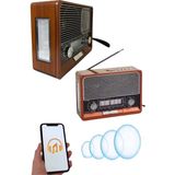 Zero Land Muratech Saatli Fenerli Bluetooth Nostaljik Radyo Aux Sd USB Girişli Bluetooth Hoparlör - Ahşap