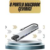 Zero Land Novapazr 8 Portlu Mac Çevirici Type C Hub Sd Tf USB Çoğcı Ethernet