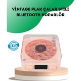 Zero Land Nrzsnt Retro Bluetooth Hoparlör – Kristal Ses, Gece Lambası, Saatli Tasarım - Kırmızı - Beyaz