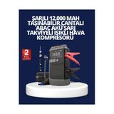 Zero Land Şarjlı 12000 Mah Araç Akü Takviye Ve Hava Kompresörü 4’Ü 1 Arada