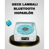 Zero Land Sptrns Bluetooth Hoparlörlü Gece Lambası Dijital Saat Ekranlı Su Dalgası Efektli Dekoratif - Şeffaf