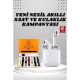 Zero Land Zeroshop 7 Kordonlu Akıllı Saat ve 2.nesil Kulaklık Yüksek Ses Kaliteli Uzun Pil Ömrü - 49 mm - Şeffaf