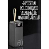 Zero Land Zeroshop Powerbank 60.000 Mah Hızlı Şarj 4 Çıkışlı Uzun Şarj Süreli Dijital Göstergeli - Metal