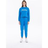 ZERO ZERO THREE NINE Dar Paça Slim Fit Bağcıklı Kadın Eşofman Altı - Mavi