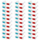 Zerodeko 30'Lu 3D Kağıt Gözlük Paketi Kırmızı Mavi Lensli Anaglyph Film Gözlük Beyaz Karton Çerçeveler Yetişkinler İçin Hafif Ve Cilt Dostu Ev Sineması Ve Filmler İçin 3D Video Gözlük