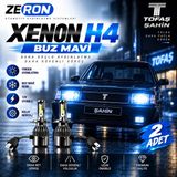 Zeron Tofaş Şahin Xenon H4 Buz Mavi LED Far Ampulü 12V - 2 Adet Yüksek Aydınlatma Kolay Montaj