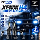 Zeron Tofaş Xenon H4 Buz Mavi LED Far Ampulü 12V - 2 Adet Yüksek Aydınlatma Kolay Montaj